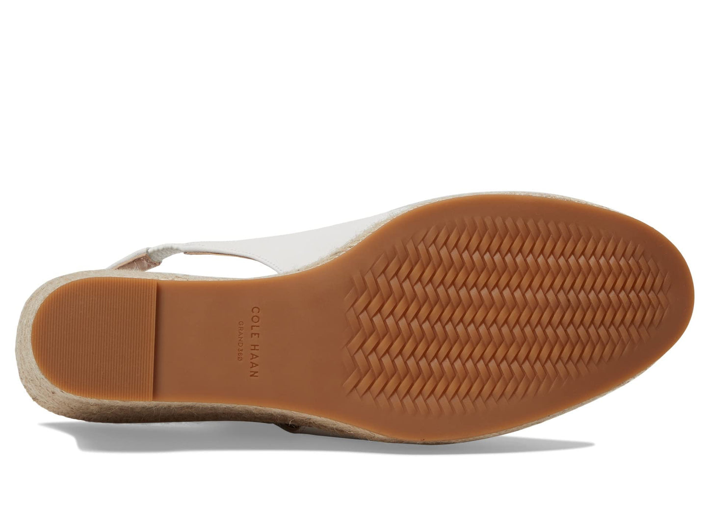 Cole Haan Cloudfeel Espadrille Wedge Slingback 80 mm White Leather Natural Linen 9 B (M)