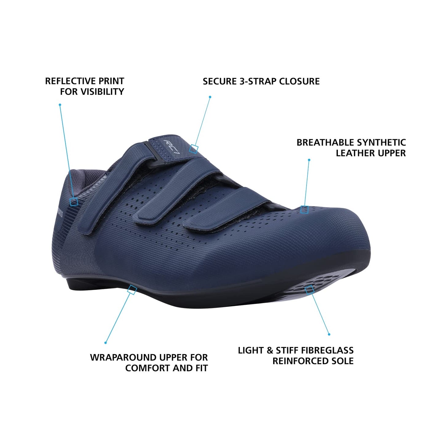 SHIMANO SH-RC100W Feature-Packed Entry Level Road Shoe, Navy, 6.5-7 Women (EU 40)