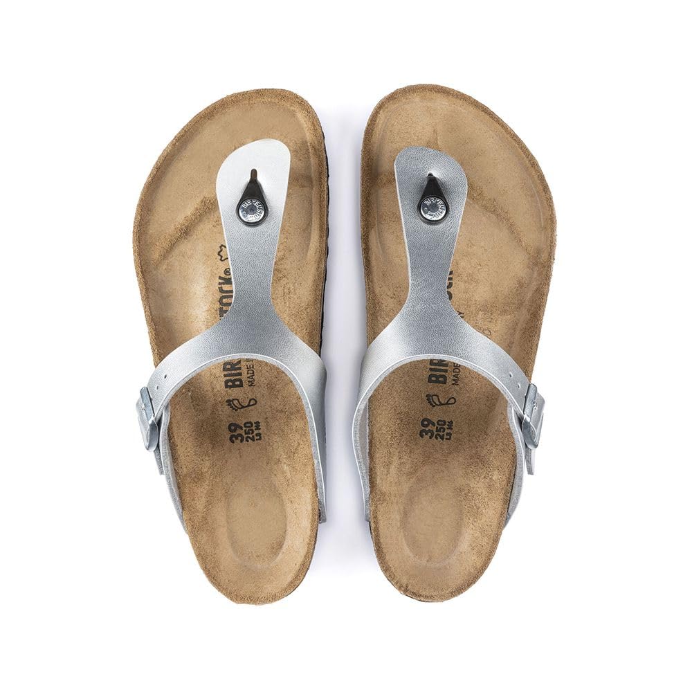 Birkenstock Women's Flip Flop Sandals, Silver Syn, 5.5