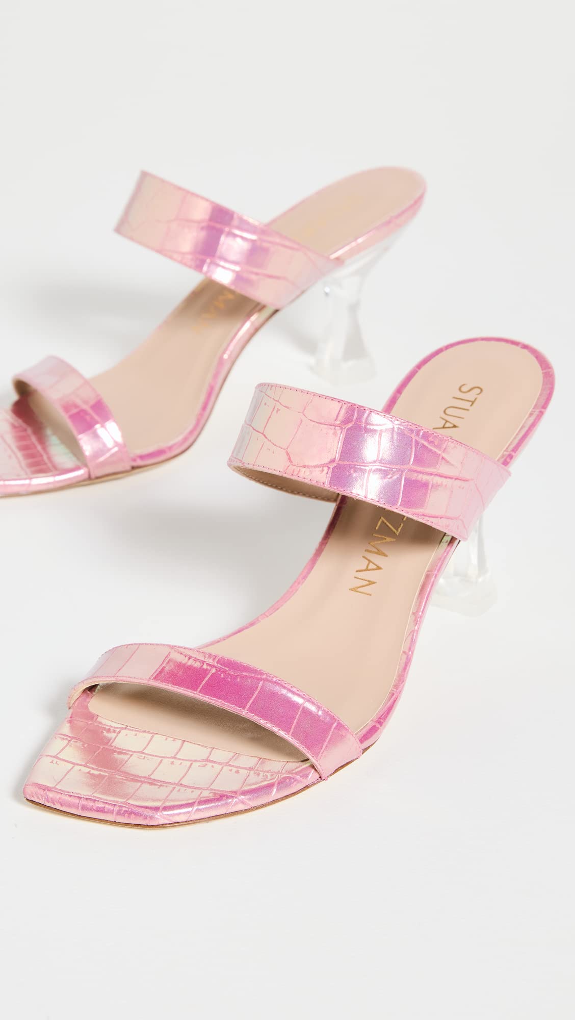 Stuart Weitzman Women's Kristal Sandals, Cotton Candy Ice, Pink, 10 Medium US