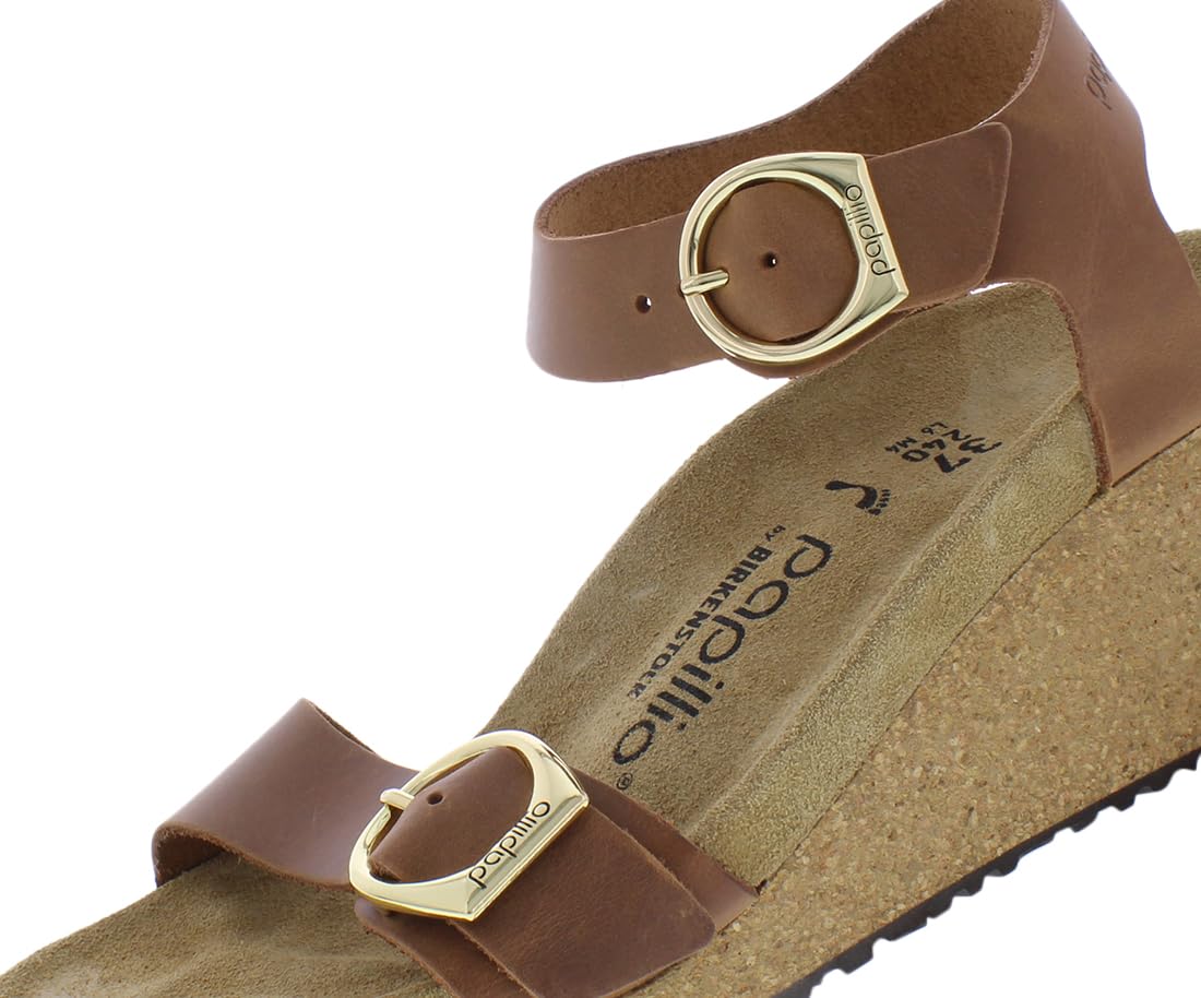 Birkenstock Women's Soley Ring-Buckle Oiled Leather in Cognac
