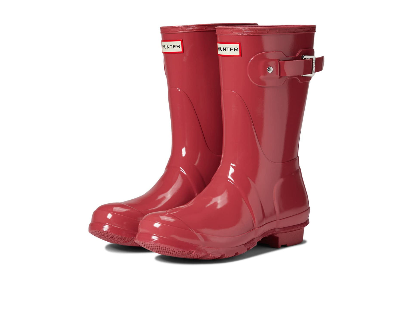 Hunter Original Women's Short Gloss Waterproof Rain Boots (Glenmore Rose Pink, US Size 11, Vegan)