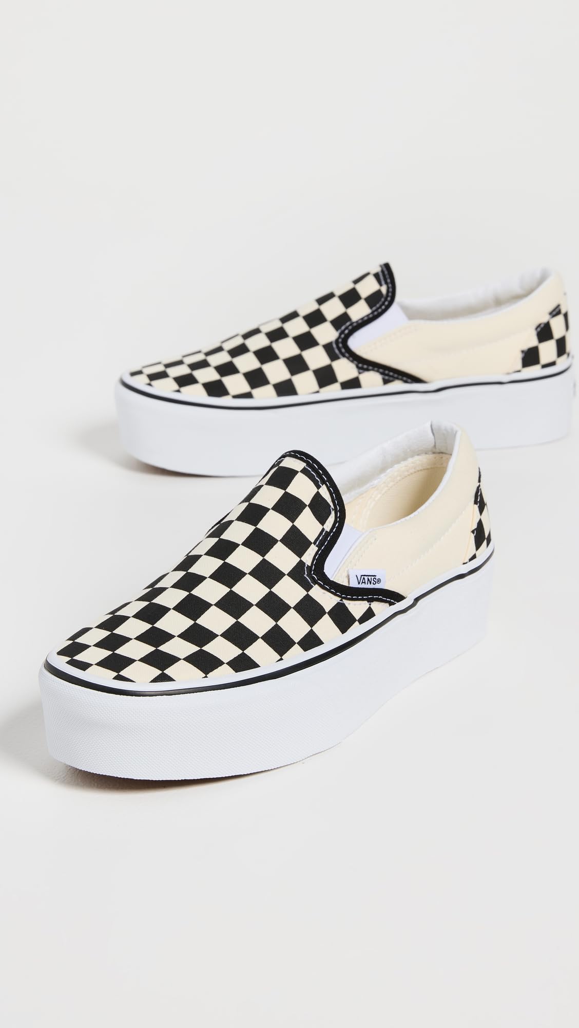 Vans UA Classic Slip-On Stackform Sneakers, CheckerboardBlack/White, 5 US Women/3.5 US Men