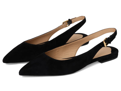 Lauren Ralph Lauren, Women, Londyn Suede Slingback Flat, Black, 7.5, Medium