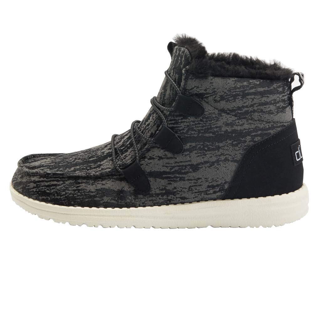 Hey Dude Women's Lea Fur Black Size 9 | Women’s Shoes | Women’s Lace Up Boots | Comfortable & Light-Weight