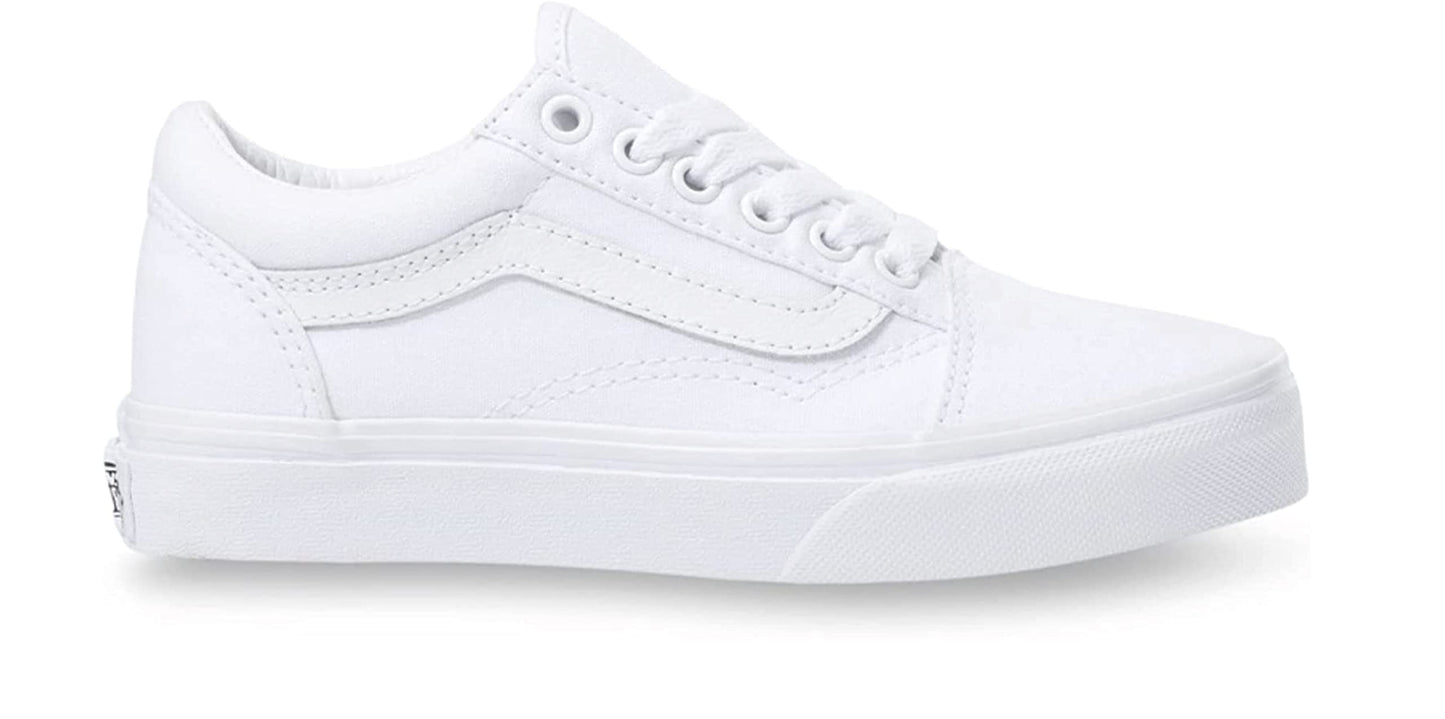 Vans Boy's & Girl's Old Skool Pre School Little Kid Skate Shoe (True White, Medium) Size 2 Little Kid M