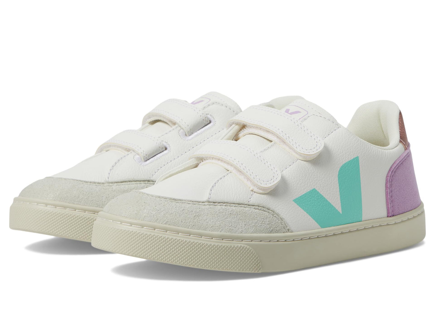 VEJA Unisex Small V-12 (Little Kid/Big Kid) Extra-White_Multico-Orchid 3, Medium