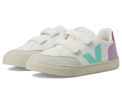 VEJA Unisex Small V-12 (Little Kid/Big Kid) Extra-White_Multico-Orchid 3, Medium