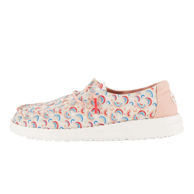 HEYDUDE Girl's Wendy Y Rainbow Sky White Size 4 | Youth's Shoes | Youth Slip-on Loafers | Comfortable & Light-Weight
