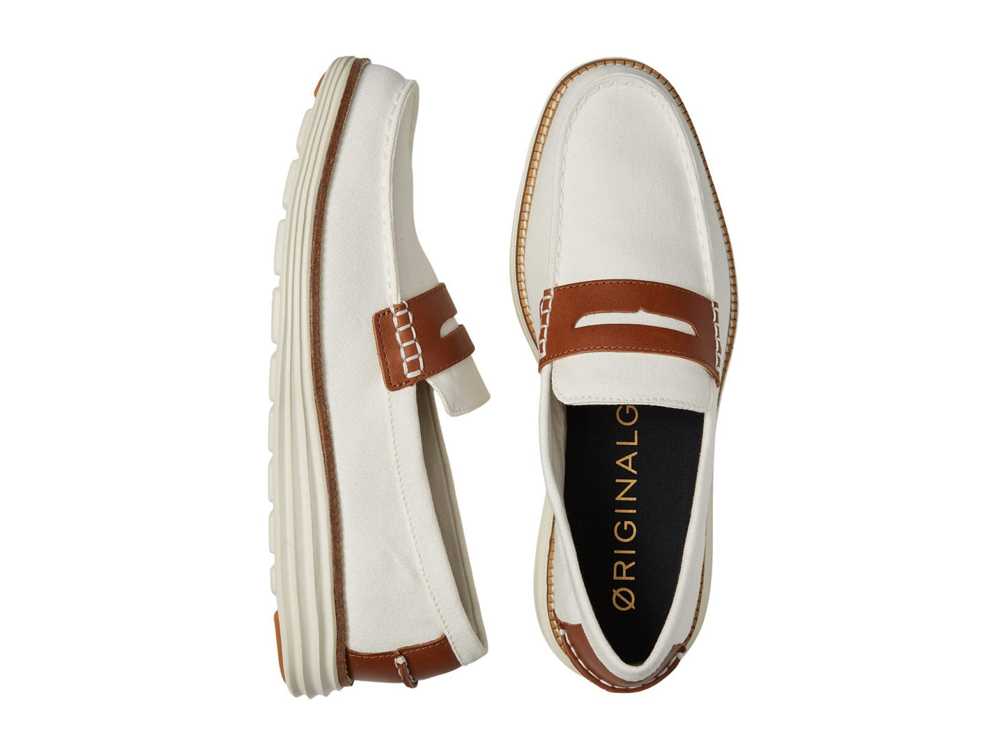 Cole Haan Original Grand Canvas Penny Optic White/Tan/Optic White 10.5 D (M)