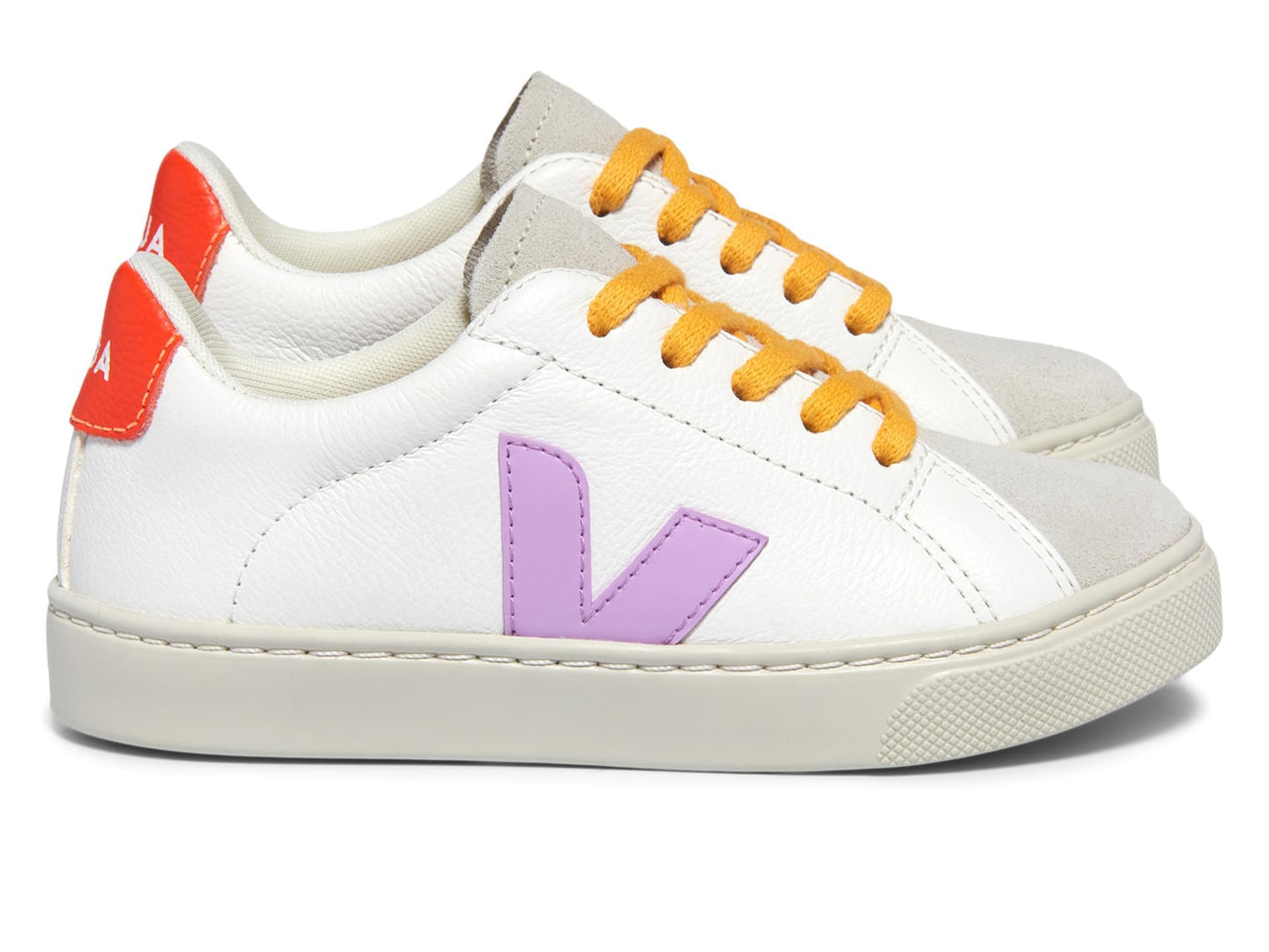 VEJA Small Esplar Laces (Little Big Kid) Sneaker, Extra-White_Orchid_Orange-Fluo, 13 Wide US Unisex