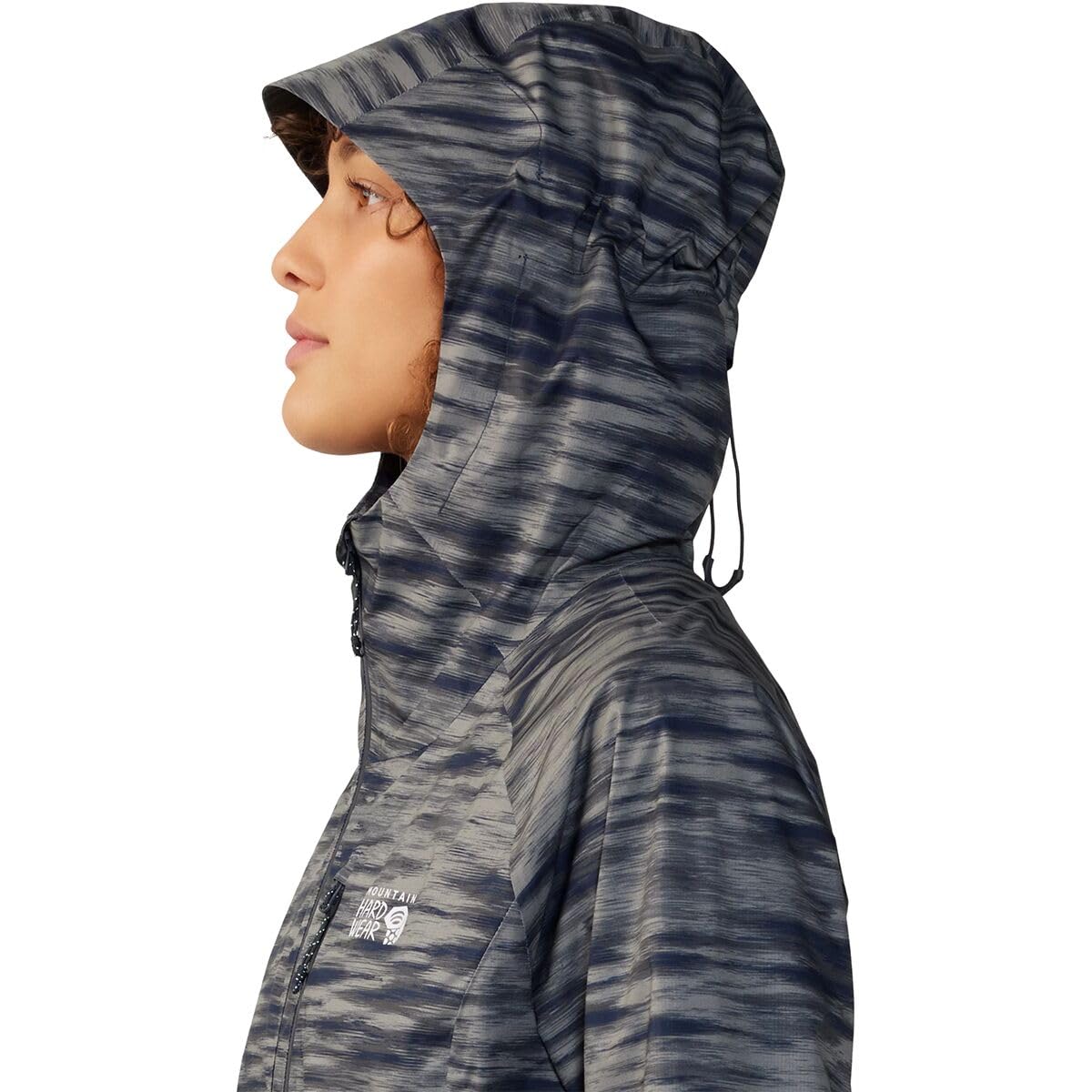 Mountain Hardwear Women's Standard Stretch Ozonic Jacket, Dark Zinc Frequency Print, Medium