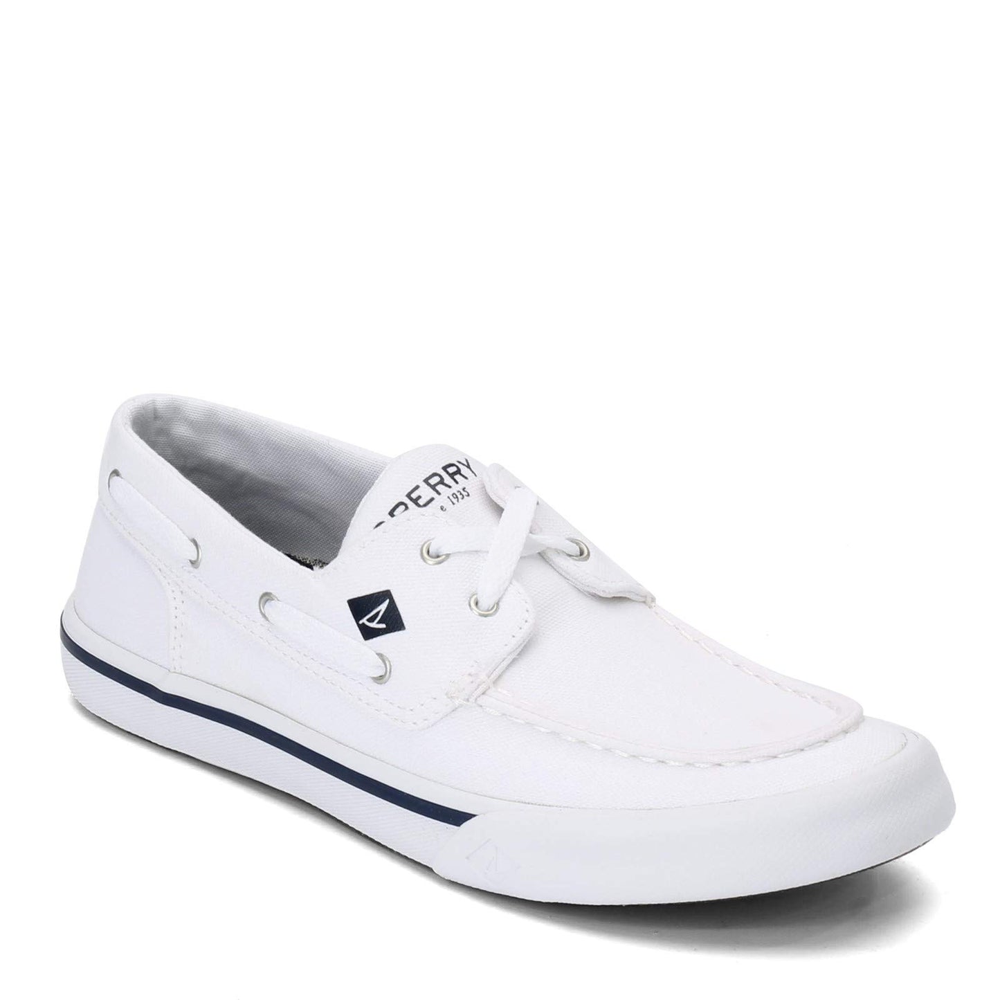 Sperry Mens Bahama II Boat Washed Sneaker, White, 10