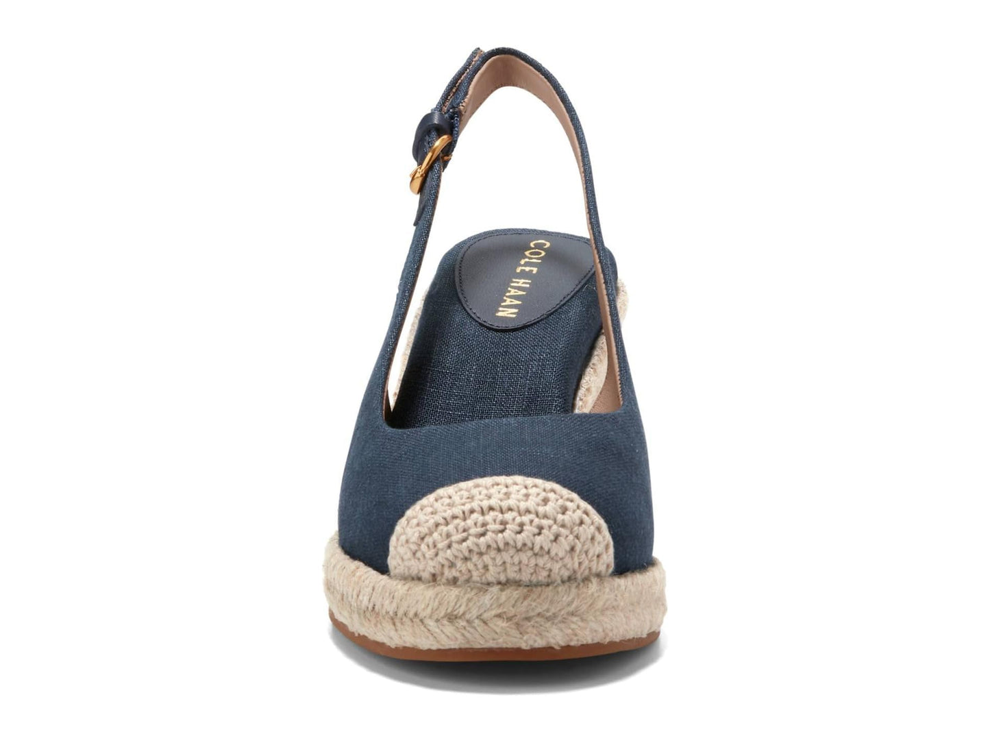 Cole Haan Women's Cloudfeel Espadrille Wedge Sling 80 mm II Platform, Navy Blazer Linen, 7