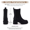 TINSTREE Mid Calf Boots for Women Black, Juniors Platform Dressy Sweater Chelsea Boots Platform Booties with Chunky Block Heels Vegan Black,08