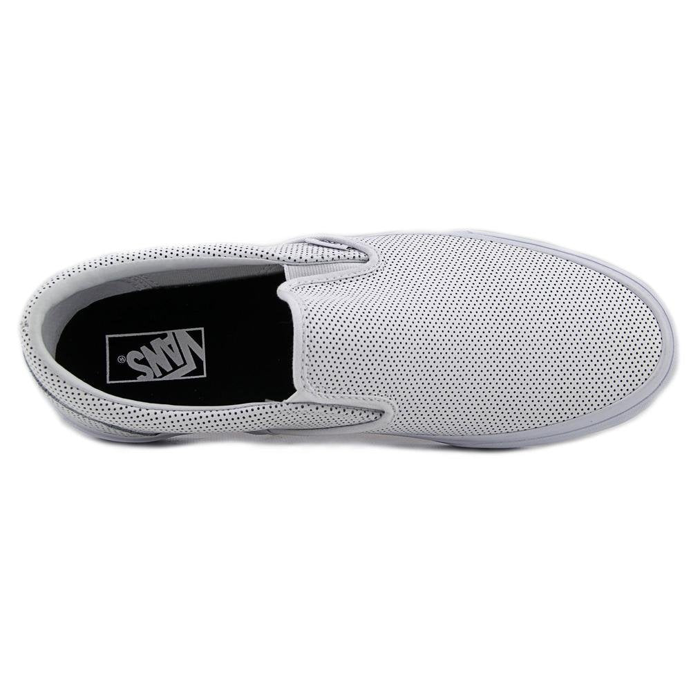 Vans Unisex Classic Slip-On? (Perf Leather) White Men's 11, Women's 12.5 Medium