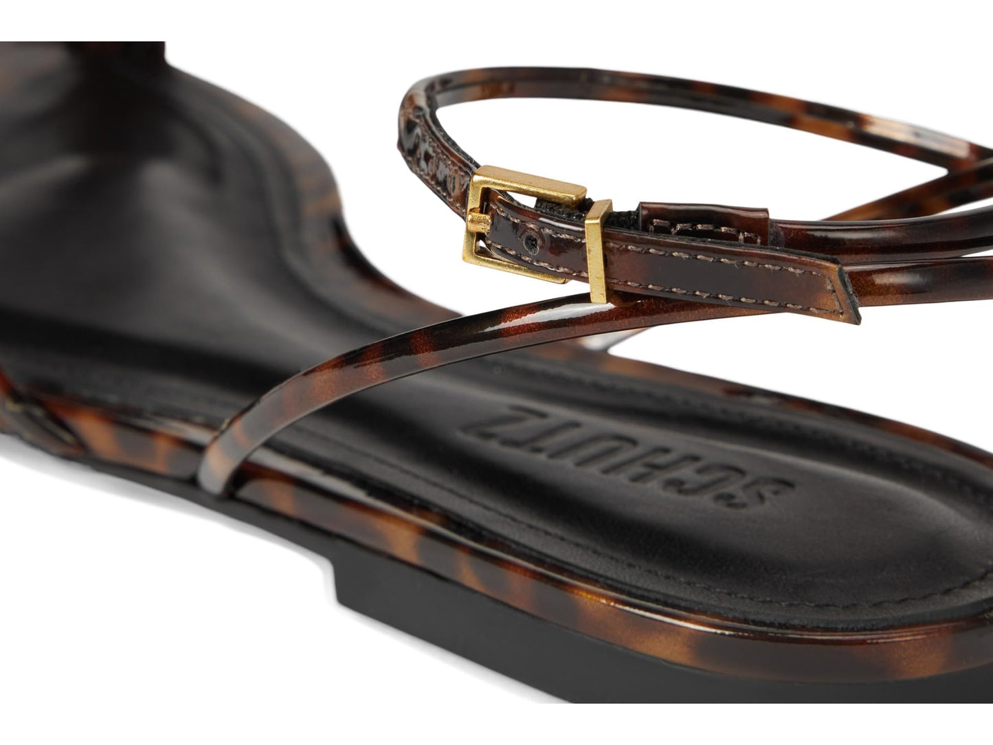 Schutz Women's Inez Flat Brown/Tortoise 5.5 Medium