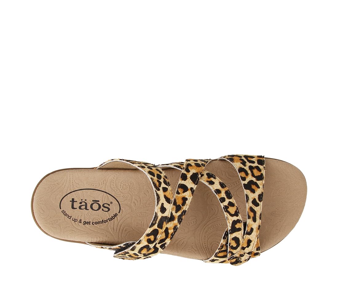 Taos Footwear Women's Trophy 2 Tan Leopard Print Sandal 6 (M) US