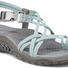 Skechers Women's REGGAE - IRIE MON -Multi strap toe thong sandal, Gray/Aqua, 11