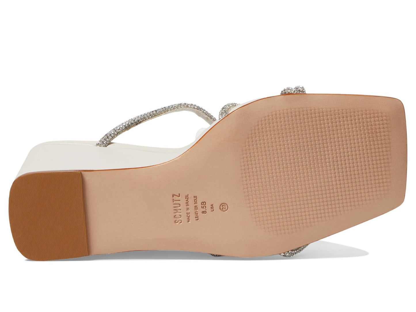 Schutz Women's Lauryn Wedge Sandal, Cristal/Pearl, 9