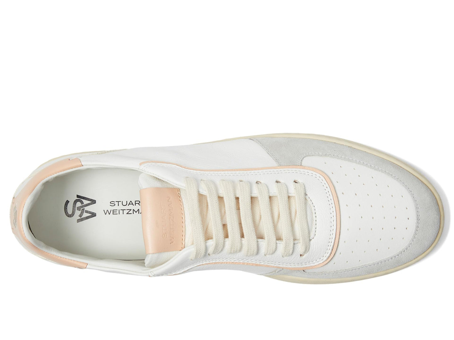 Stuart Weitzman Women's Derby Sneaker, Light Grey/White/Pink, 9