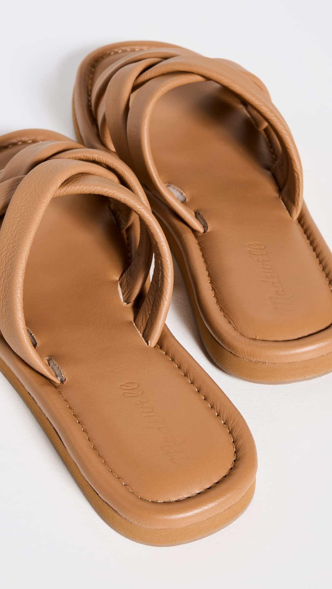 Madewell Women's Francine Puffy Woven Slides, Desert Camel, Tan, 7.5 Medium US