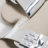 Tory Burch Women's Buckle Slides, Silver/Silver/Aluminum, 6 Medium US