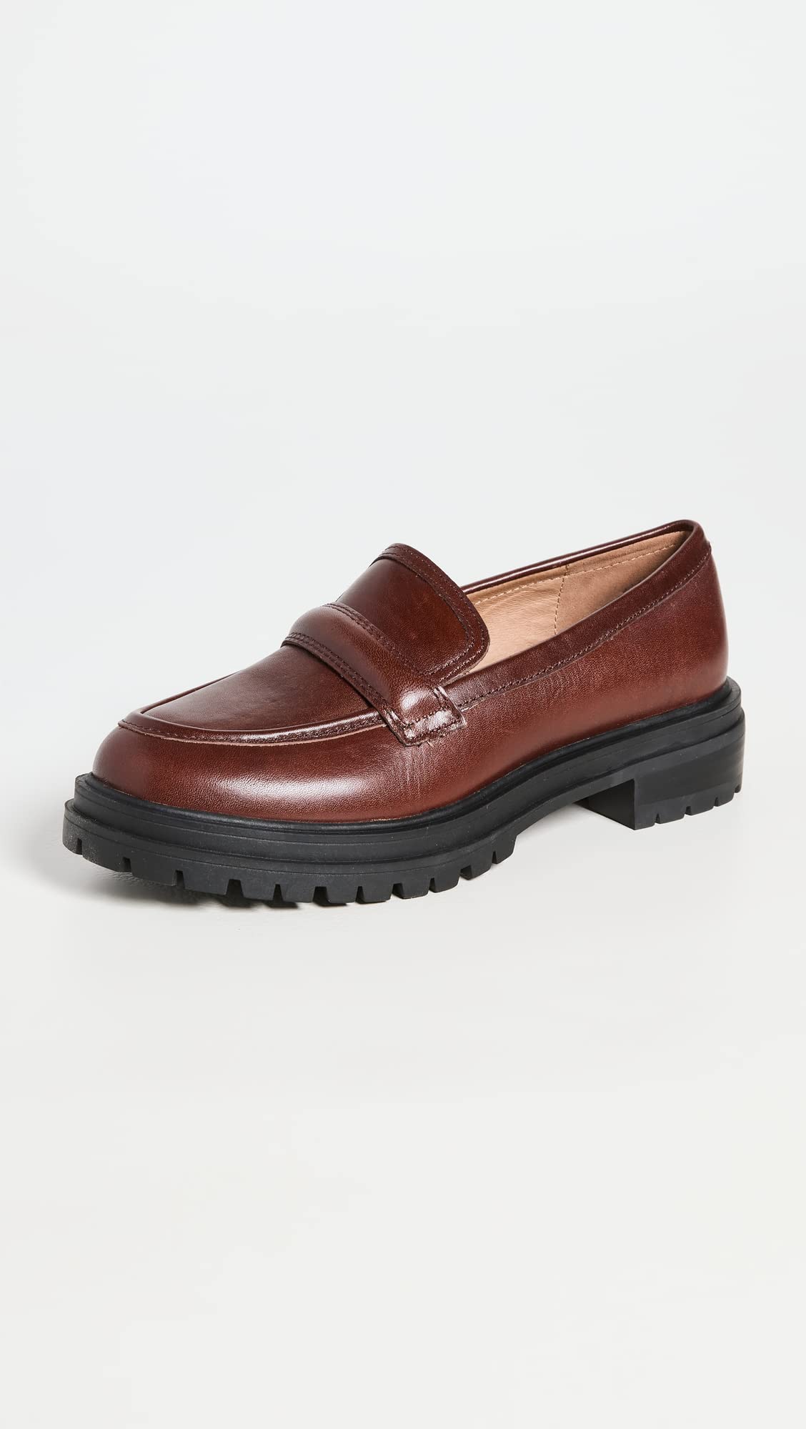 Madewell The Bradley Lugsole Loafer in Leather - Slip on Style with Slight Heel, Comfortable and, Trendy Loafers Cherry Wood 5.5 M