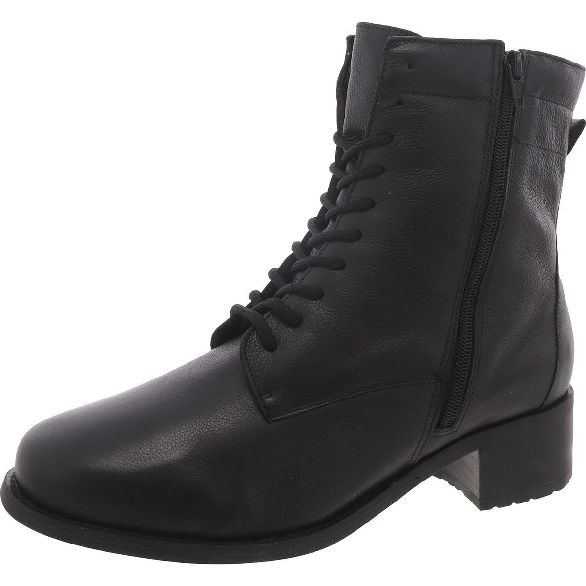 David Tate Women's Expedition Mid Calf Boot, Black Pebble Grain Leather, 8.5