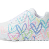 Skechers Kids Girls Uno Lite-Spread The Love Sneaker, White/Purple/Turquoise, 4, Big Kid