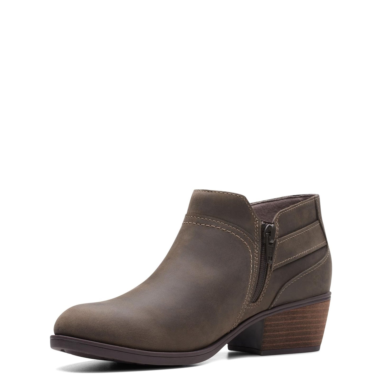 Clarks Women's Charlten Grace Ankle Boot, Taupe Oily Leather, 7.5 Wide US