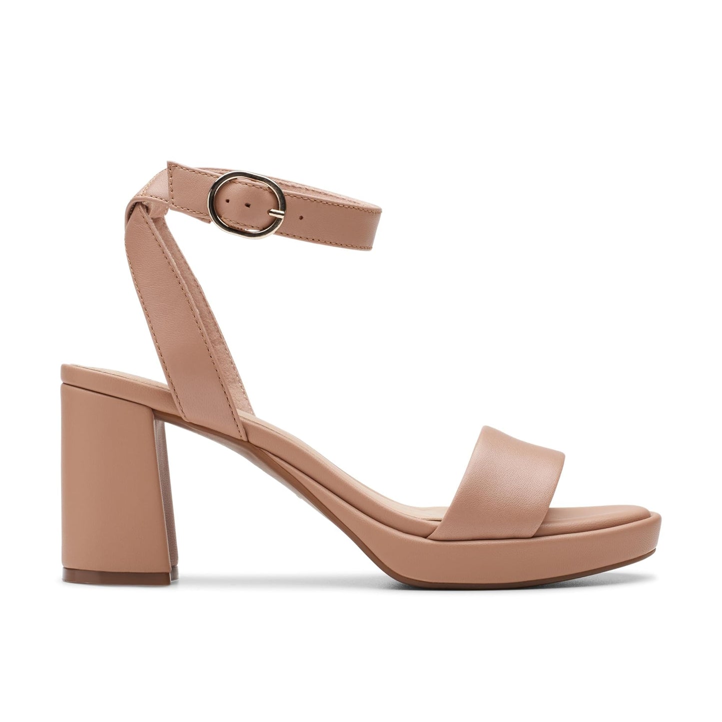 Clarks Collection Women's AmbyrLyn Bay Heeled Sandal, Warm Beige Leather, 8.5 Wide US