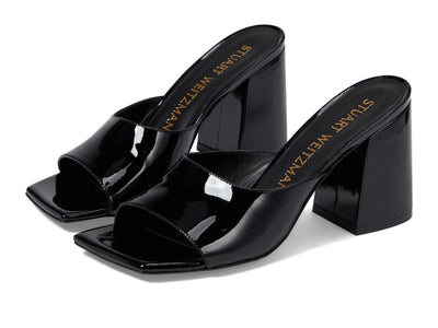 Stuart Weitzman Tia 85 Flareblock Slide Black 7 B