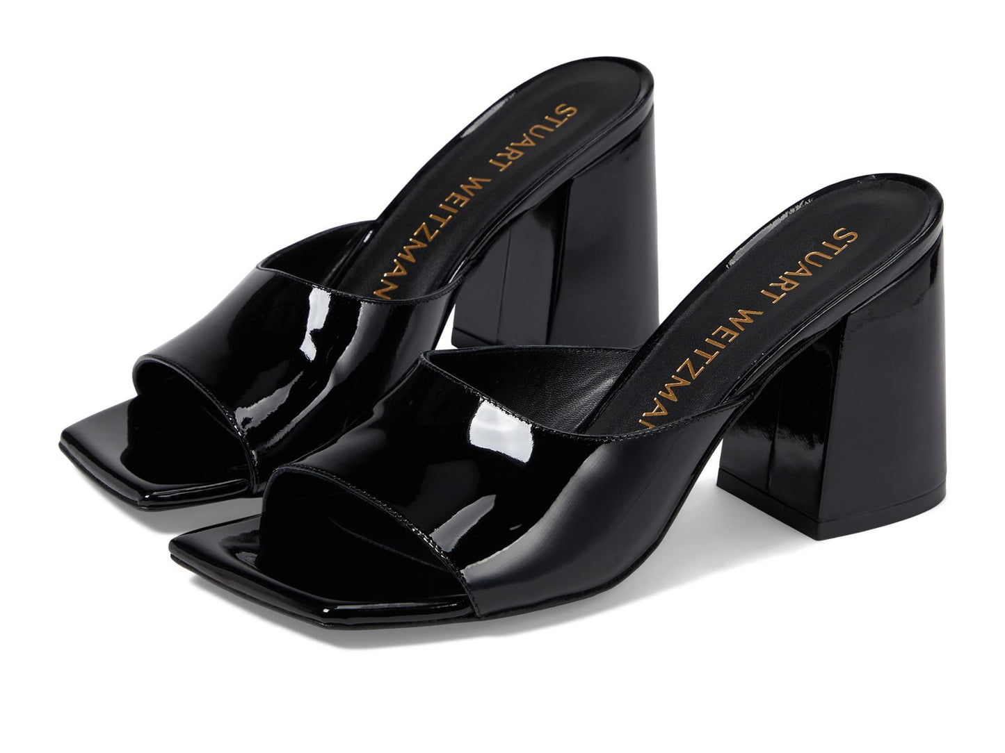 Stuart Weitzman Tia 85 Flareblock Slide Black 9 B