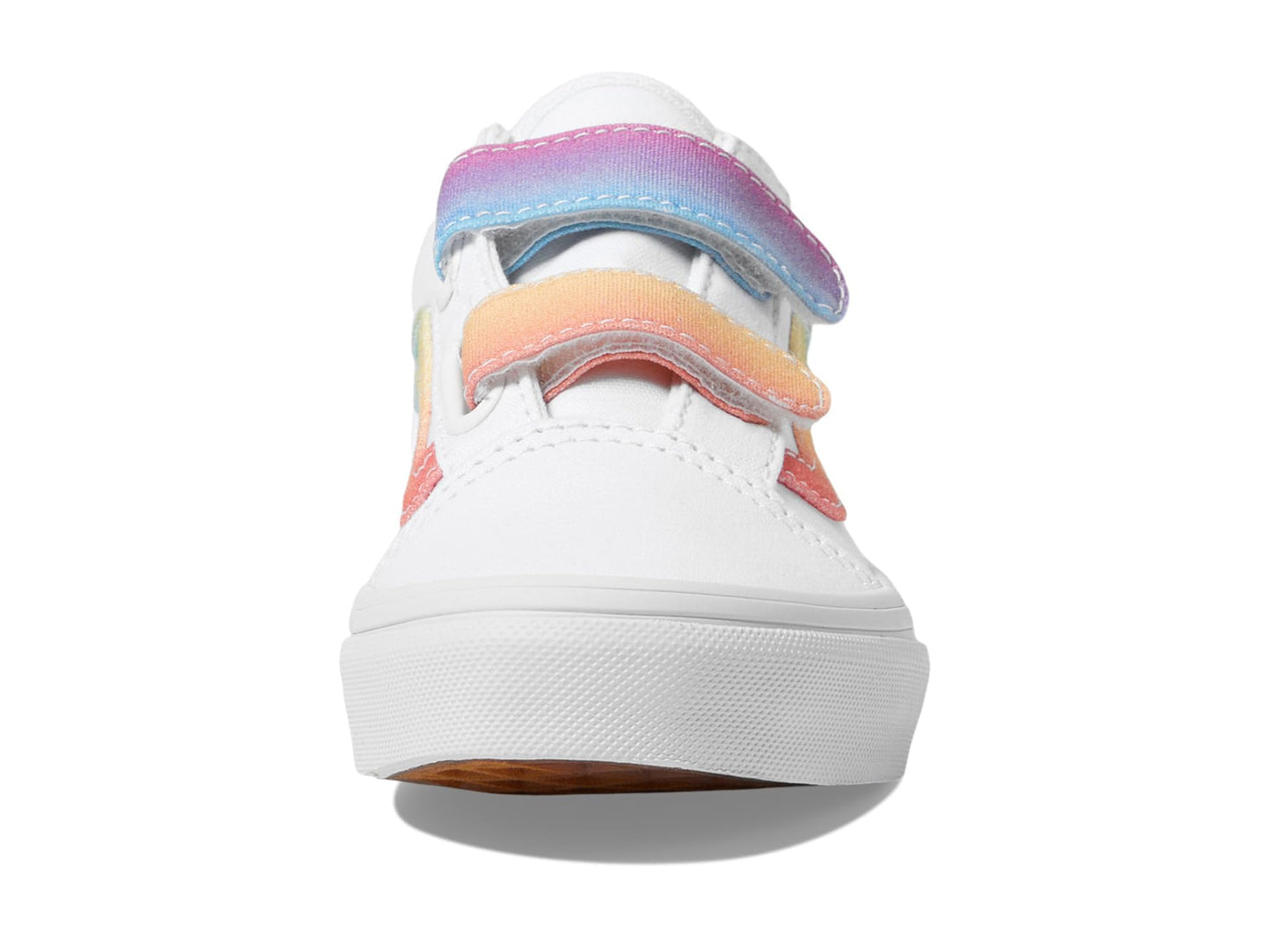 Vans Women's Kid Old Skool™ V (Little Kid), Rainbow True White/Multi, 13.5 Medium