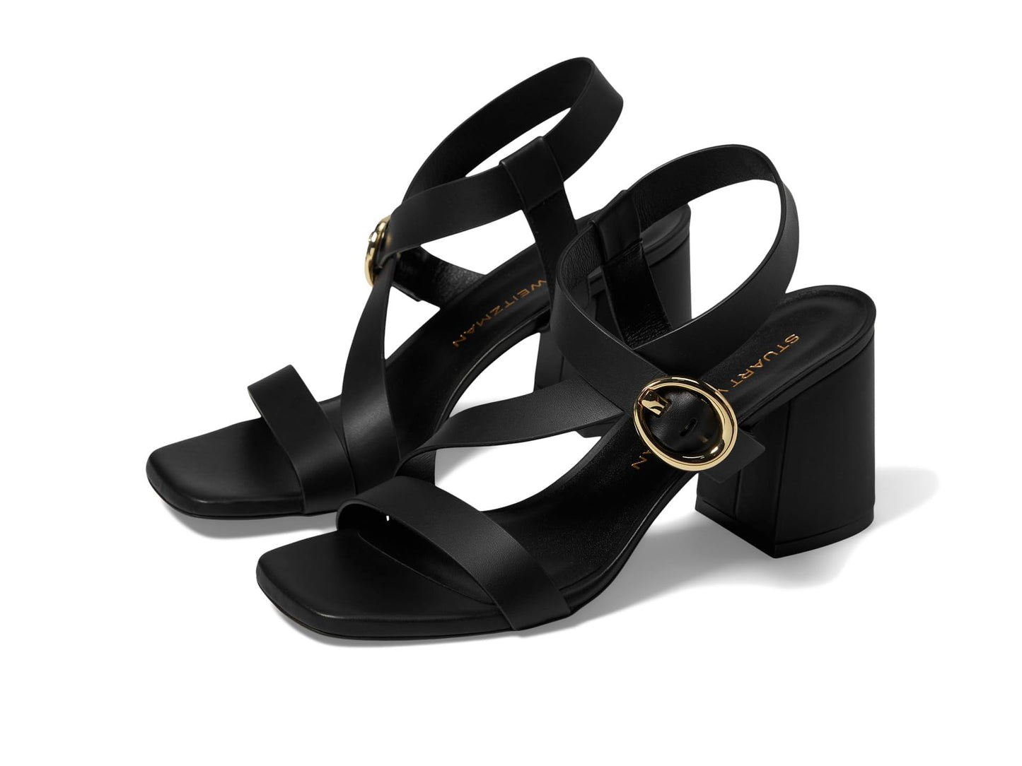 Stuart Weitzman Women's Benni 75 Sandal Pump, Black, 6.5