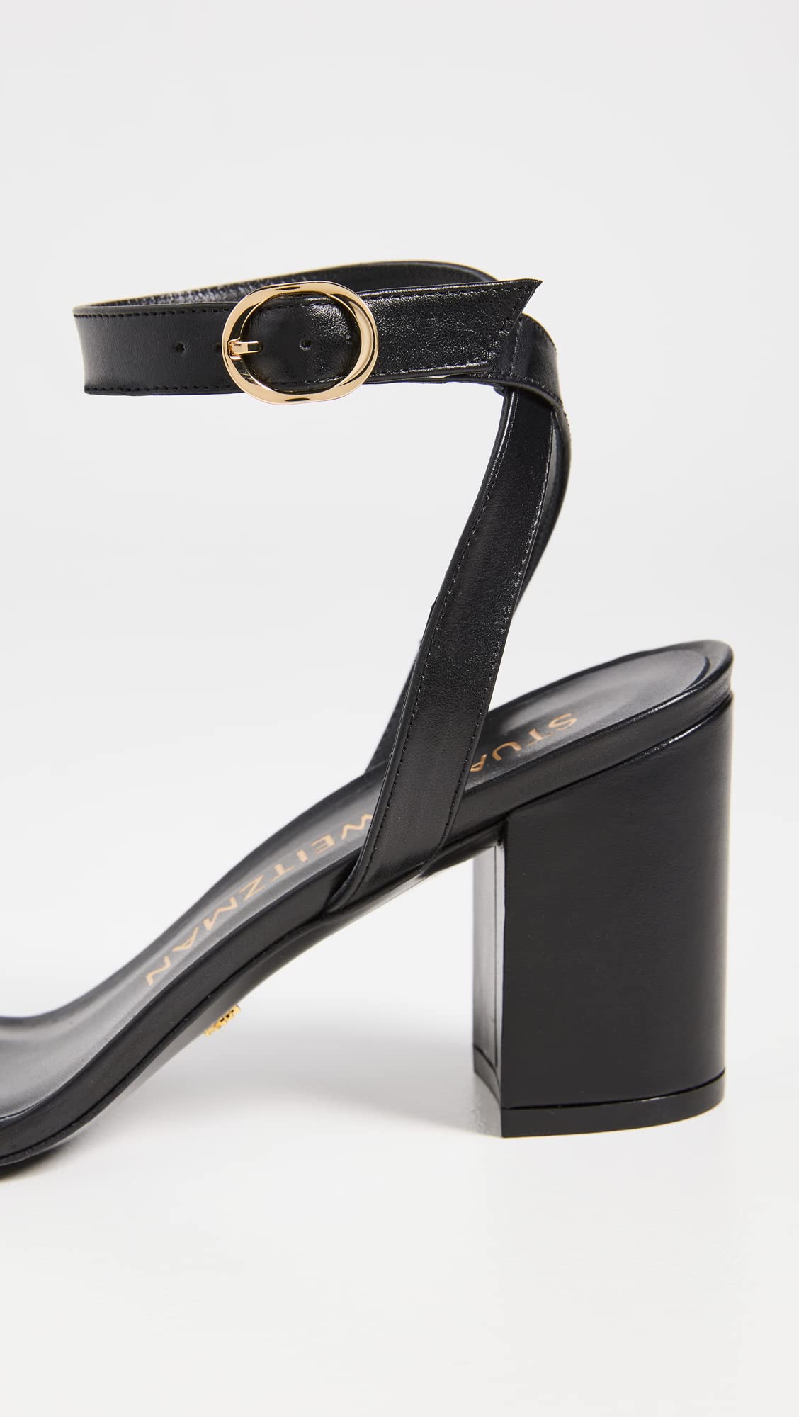 Stuart Weitzman Women's Nearlybare Sandals, Black, 7.5 Medium US