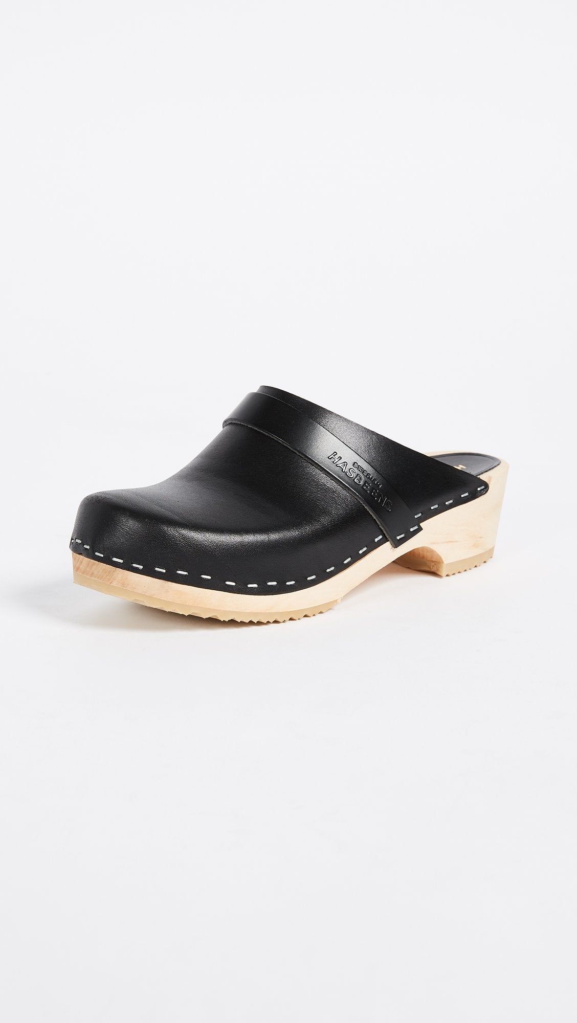 swedish hasbeens Women's Swedish Husband Clog,Black/Nature,8 M US