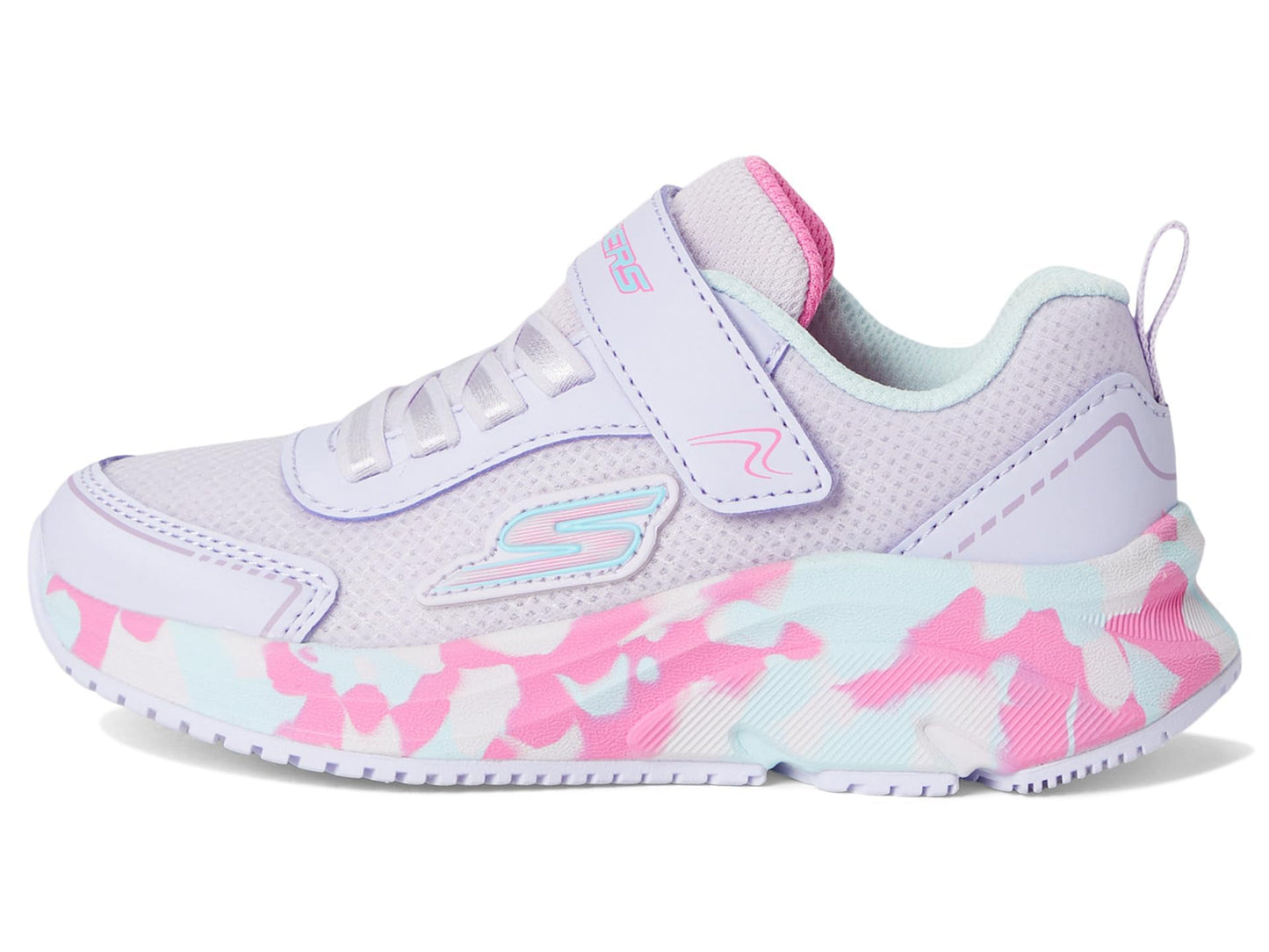 Skechers Kids Girls Skechers Elite Sport Tempo-Statement Swirl Sneaker, Lavender/Multi, 1 Little Kid