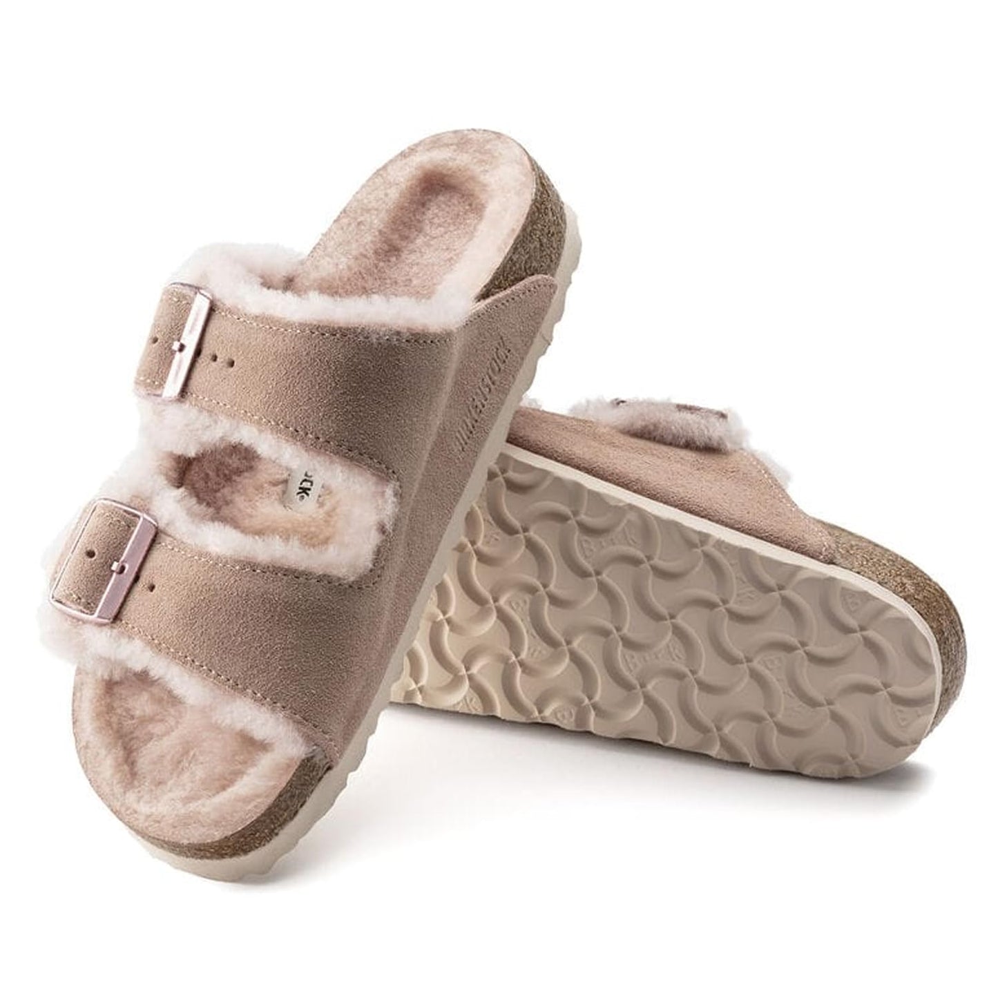 Birkenstock Women's Arizona Shearling Sandals, Light Rose/Light Rose, Pink, 5 Narrow US