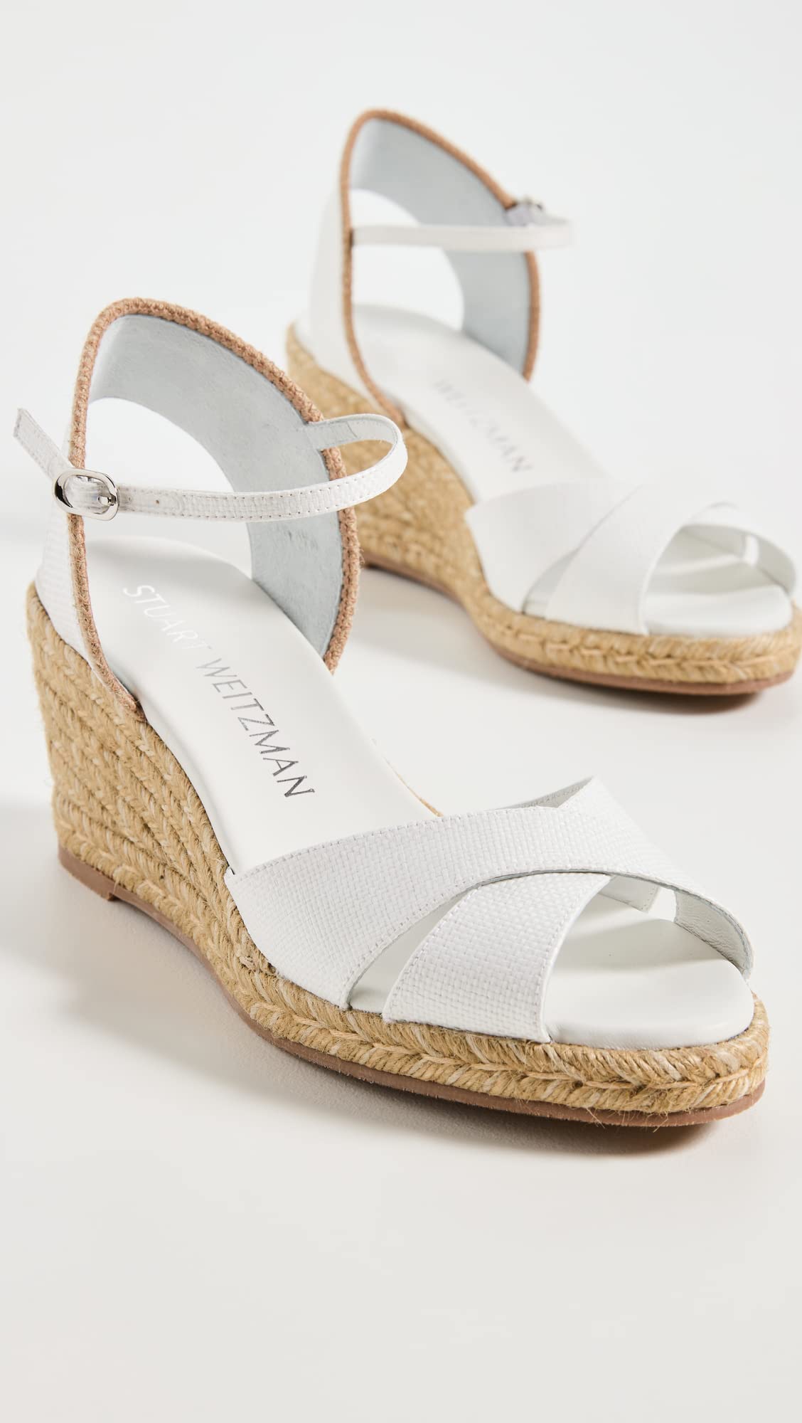 Stuart Weitzman Women's Mirela Ii Wedge Espadrilles, White/Natural WLJ, 8.5 Medium US