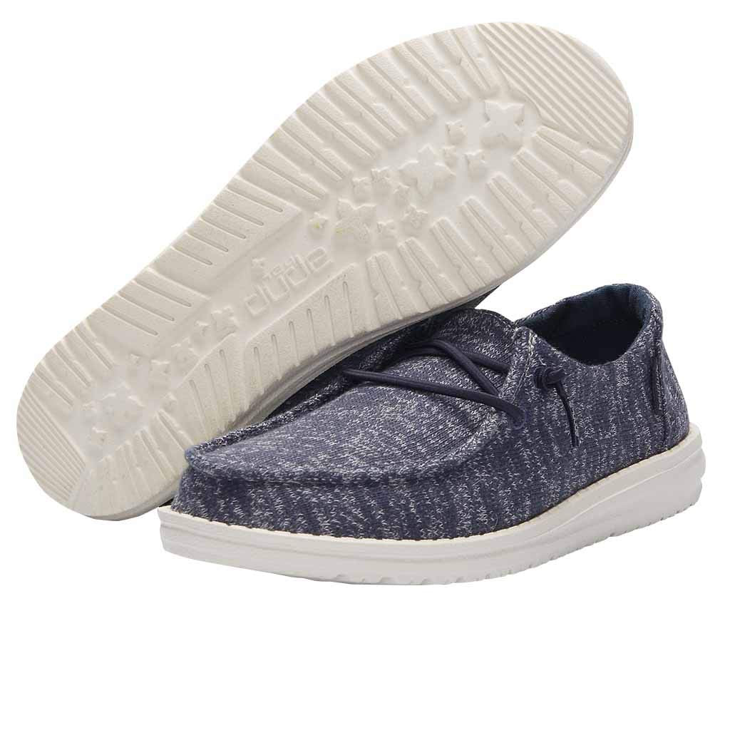 HEYDUDE Women's Wendy Stretch Folkstone Blue Size 7 | Women’s Shoes | Women’s Lace Up Loafers | Comfortable & Light-Weight