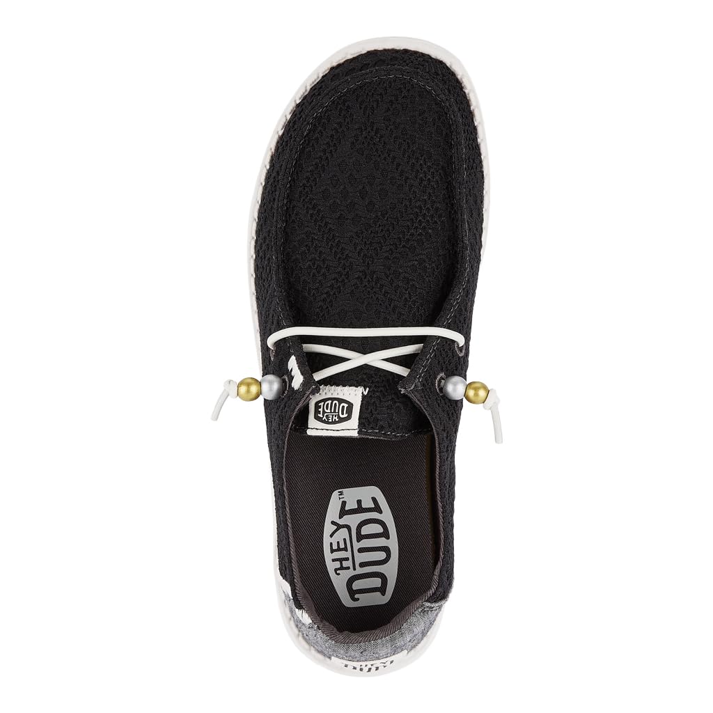 HEYDUDE Women's Wendy Boho Crochet Black Size 5 | Women's Shoes | Women Slip-on Loafers | Comfortable & Light-Weight