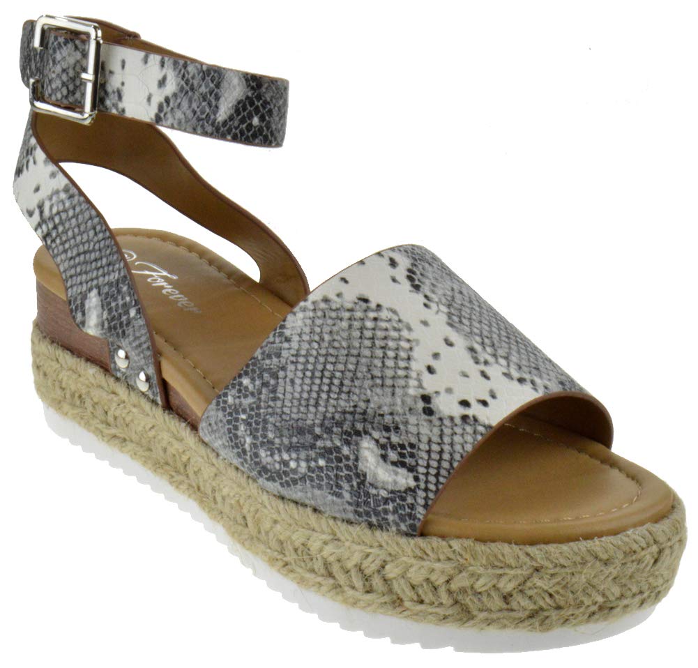 Forever Sensational 1 Womens Single Band Open Toe Slingback Raised Platform Espadrille Sandals Snake 8.5