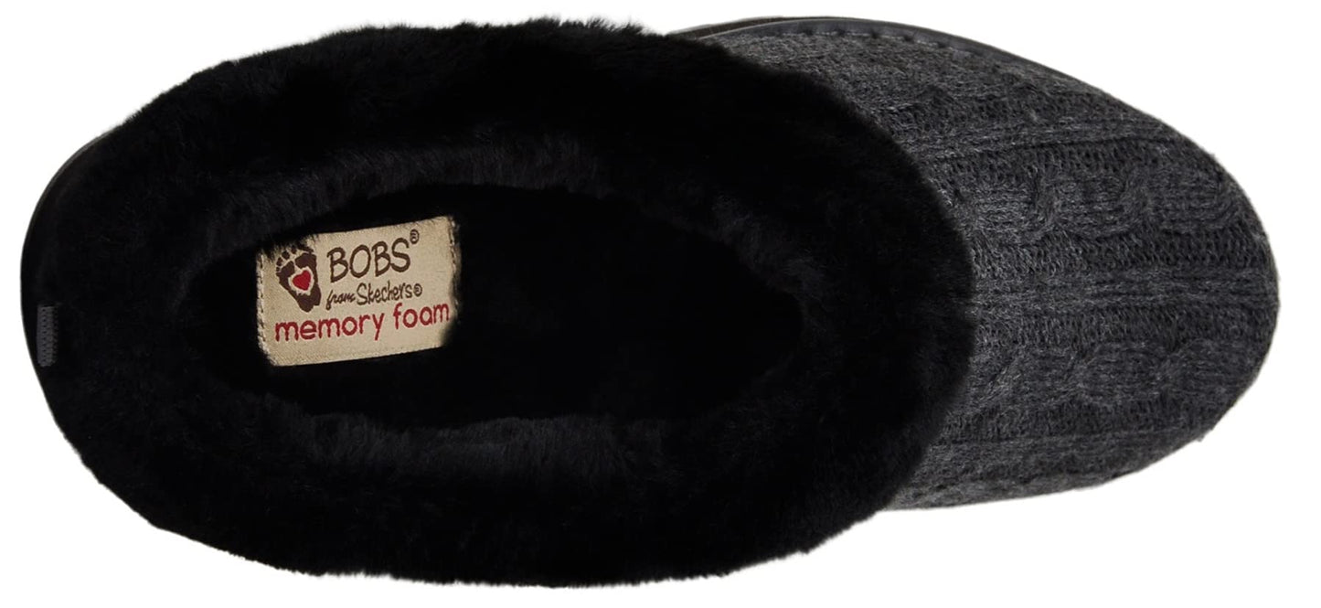 Skechers BOBS Women's Keepsakes Delight Slipper, Charcoal/Black, 7 W US