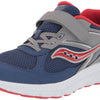 Saucony Cohesion 14 Alternative Closure Running Shoe, Navy/RED, 4 Wide US Unisex Big_Kid