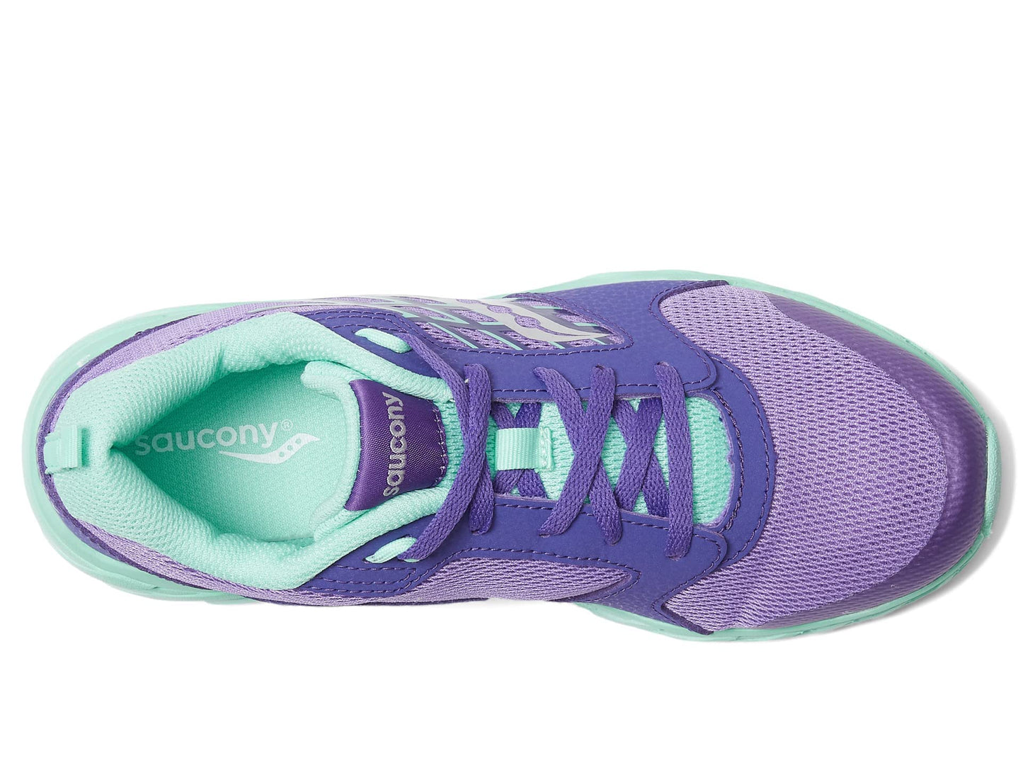 Saucony Wind 2.0 Running Shoe, PURPLE/TURQ, 3.5 Wide US Unisex Big_Kid
