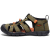 KEEN Unisex-Child-Seacamp 2 CNX Closed Toe Sandals, Dark Olive/Gold Flame, 4 US Big Kid