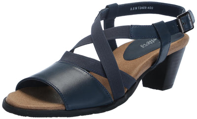 Trotters Women's Meadow Flat Sandal, Navy, 8.5 Narrow