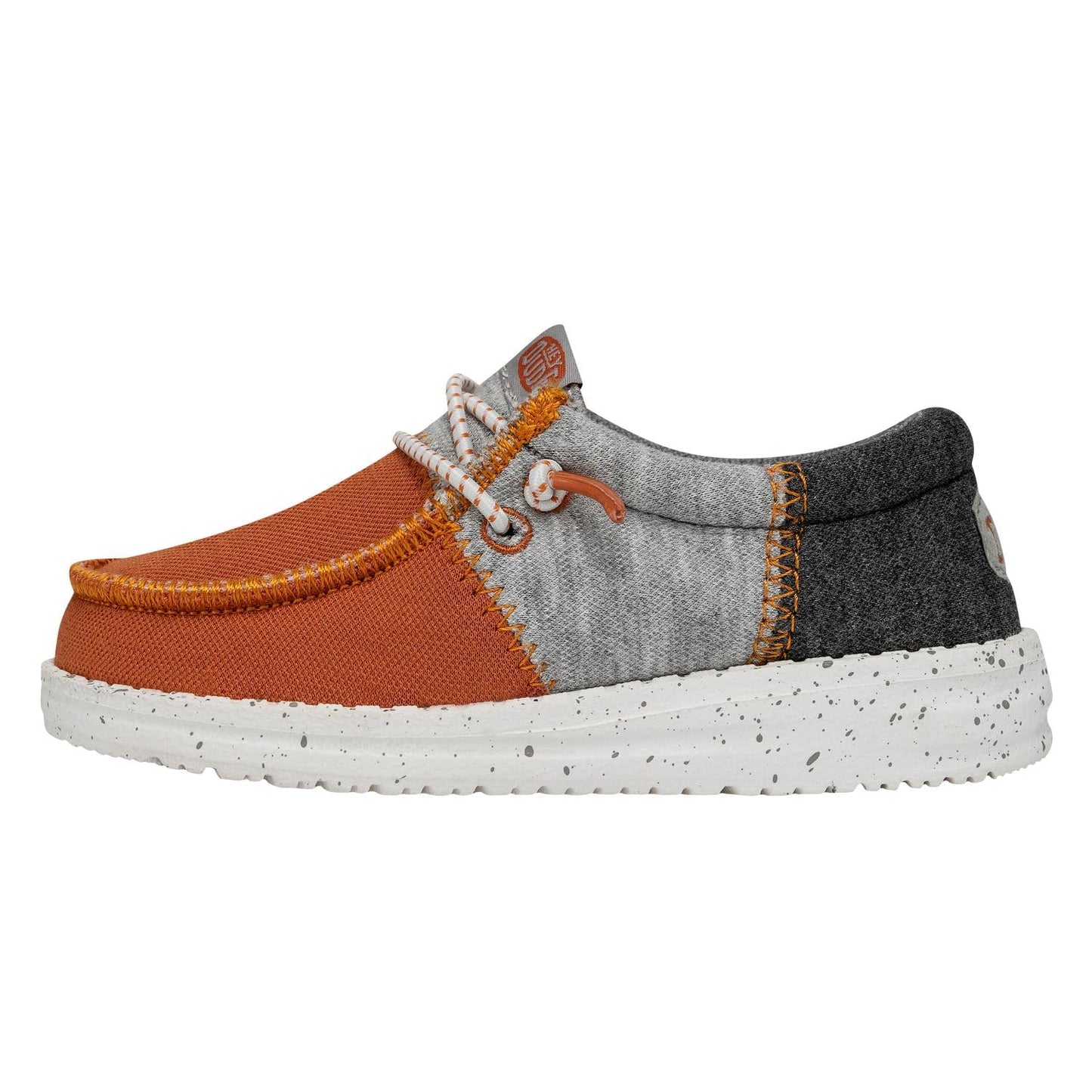 HEYDUDE Wally Youth Tri Varsity Orange Size J3 | Boy's Shoes | Boy's Slip On Loafers | Comfortable & Light-Weight